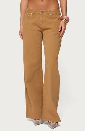 Edikted Roman Slouchy Low Rise Wide Leg Jeans in Camel at Nordstrom, Size X-Large