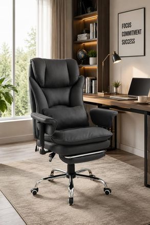 Living and Home Ergonomic Massage Reclining Office Chair with Footrest & Heat