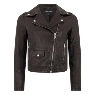 Diesel Leren bikerjack - Dames - Jassen - Bruin - Maat: XS Zijde