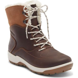 Ecco Trace Lite Waterproof Faux Shearling Lined Hiking Boot in Camel/Camel at Nordstrom Rack, Size 10-10.5Us / 41Eu