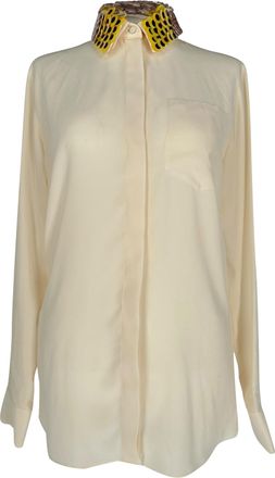 Altuzarra Sequined Collar Long Sleeve Blouse in Ivory Silk