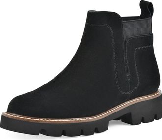 White Mountain Glassie Boots Womens Black Suede Lug Sole Chelsea HTAT1817