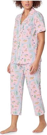 Bedhead Pajamas Short Sleeve Cropped Cotton Knit Pajama Set Womens Pajama Sets New York/New York : LG (US 12-14), Cotton/Down/Elastane