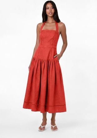 Nicholas Vivianne Linen Dress in Tomato at Nordstrom, Size 12