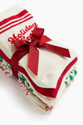 H&M 5er-Pack Socken - Weiss/Holiday Season