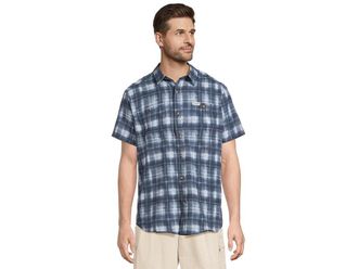 Columbia Utilizer Printed Woven Short Sleeve Mens Clothing Collegiate Navy Omblur : LG, Polyester