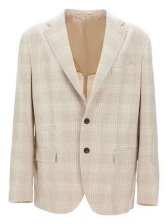 Eleventy checked narrow-lapel blazer - men - Cashmere/Wool/Silk - 58 - Neutrals