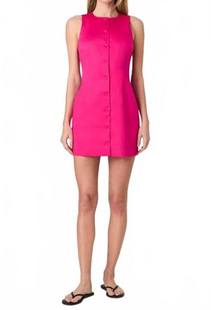 French Connection Cotton Sateen Mini Dress In Pink