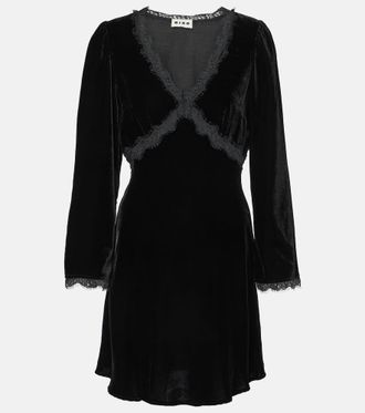 Rixo Macie lace-trimmed velvet minidress