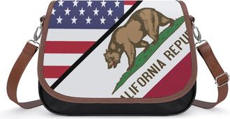 Generic USA And California State Flag Small Womens Crossbody Bags Shoulder Handbag with Adjustable Strap for Travel