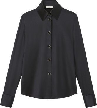 Lafayette 148 New York Button Front Slim Silk Blouse