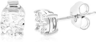 Vir Jewels 1/12 cttw 14 Stones Round Lab Grown Diamond Studs Earrings.925 Sterling Silver Prong Set 1/5 Inch