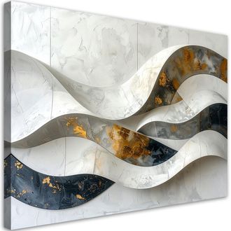 Feeby Impresi&oacute;n De Imagen, Olas Abstractas En Tonos Grises, 120x80