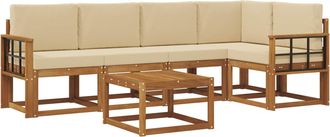 vidaXL Conjunto De Sof&aacute;s De Exterior 6 Uds. Natural Y Beige Vidaxl