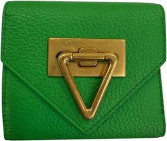 Bottega Veneta Pre-owned Tri-fold Portemonnee - Dames - Vintage Accessoires - Groen - ONE Size - Leer - Vintage