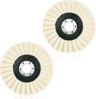 OEM 2 Discos De Pulido De Fieltro De Lana De 115 Mm, Adecuados Para Amoladoras Angulares, Metal, M&aacute;rmol, Piedra Y Muebles