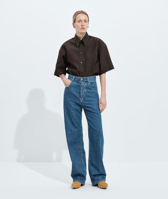 Bottega Veneta Atlantic Blue Wide Leg Jeans - Blue - Women - 36