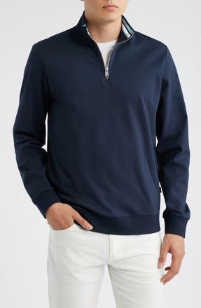 BOSS Stimmann Half Zip Top in Dark Blue at Nordstrom, Size Xx-Large