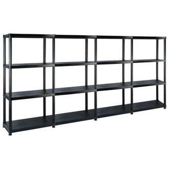 Berkfield Home Storage Shelf 4-Tier Black 244x30.5x130 cm Plastic