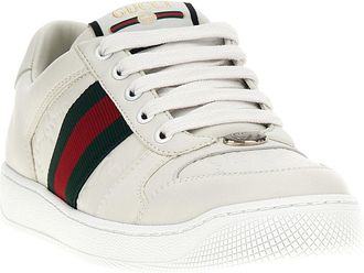 Gucci Womens White Lamb Leather Low Top Sneakers