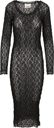Isabel Marant Kleedjes, Dames, Zwart, M, Katoen, Belsane kanten midi jurk