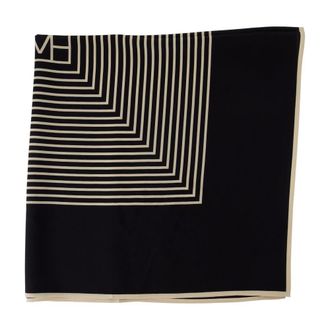 Toteme Geometric-Patterned Silk Scarf - Black