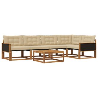 vidaXL Conjunto De Sof&aacute;s De Exterior Con Coj&iacute;n 6 Pcs Natural Y Beige Vidaxl