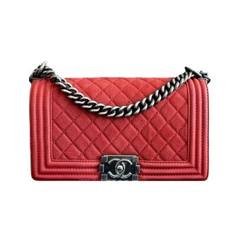 Chanel Red Calfskin Boy Bag