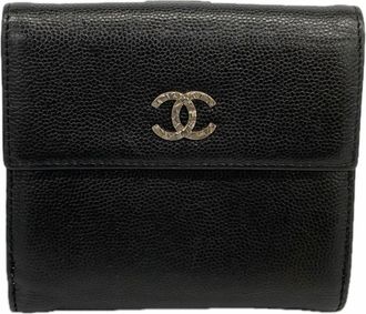 Chanel Black Grained Calfskin Wallet (Bi-Fold) (Pre-Owned)