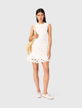 Maje Mirrored Crochet Dress - White - Maje
