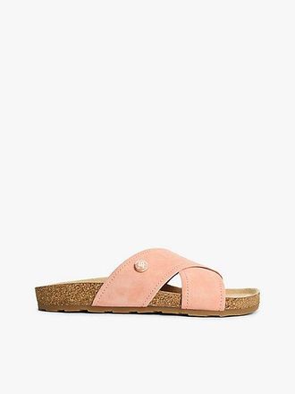 Tommy Hilfiger Sandalias con tiras de ante y entresuela de corcho