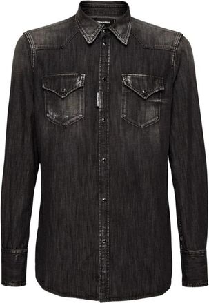 Dsquared2 Klassiek Western Denim Overhemd - Heren - Spijkeroverhemden - Grijs - L - Denim - Overhemden