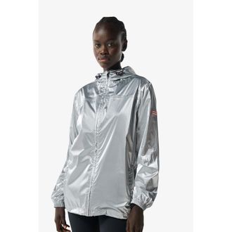 Hunter Packable Unisex Adults Silver Rain Jacket Nylon - Size X-Small