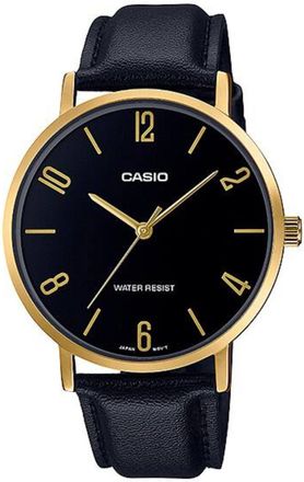 Casio Mens Gold Tone Analog Watch with Black Dial - MTP-VT01GL-1B2UDF