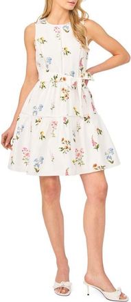 Ted Baker Rena Print Tie Waist Dress in Vanilla Ice at Nordstrom, Size 10