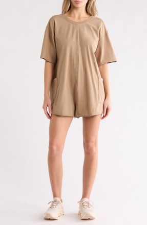 Free People FP Movement Hot Shot Tee Romper in Neutral at Nordstrom Rack, Size X-Large