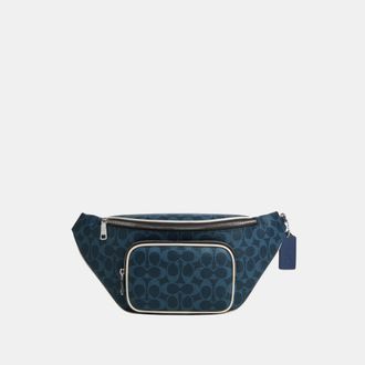 Coach Mens Travis Belt Bag 35 In Signature Canvas - Dark Blue Leather - One Size