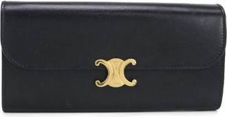 Celine Black Leather Long Wallet (Bi-Fold) (Pre-Owned)