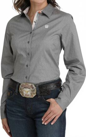 Cinch Womens Paisley Button Down Western Shirt In Grey