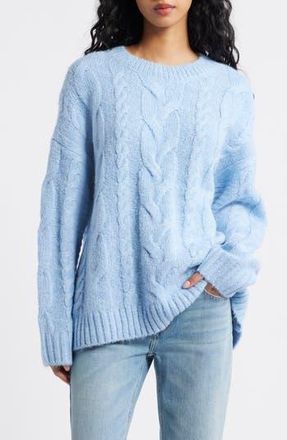BP. Oversize Cozy Cable Sweater in Blue Belair at Nordstrom Rack, Size Small