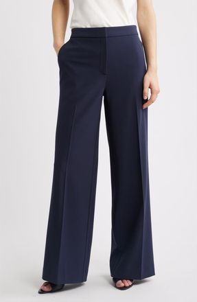 Nordstrom The Lennox Wide Leg Trousers in Navy Night at Nordstrom, Size 10