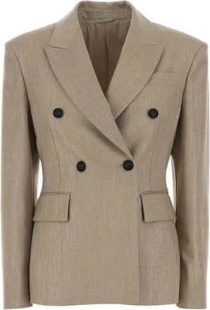 Brunello Cucinelli Cappuccino Twill Blazer - Dames - Blazers - Beige - M - Jassen