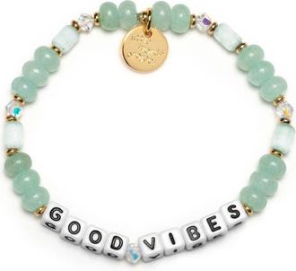 Little Words Project Good Vibes Beaded Stretch Bracelet in White at Nordstrom, Size Small