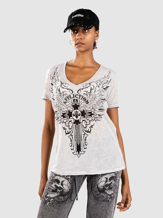 Affliction Syndic Vneck B/O T-Shirt bianco
