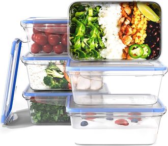 OEM Recipientes Para Almacenar Alimentos Con Tapa Juego De 6 Herm&eacute;ticos Ideales Para Preparar Comidas Aptos Para Microondas, Lavavajillas Y Congelador Api