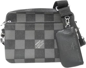 Louis Vuitton Pre-owned Damier Checkerboard Trio Messenger Kalfsleren Schoudertas - Dames - Vintage Schoudertas - Zwart - ONE Size - Leer - Vintage