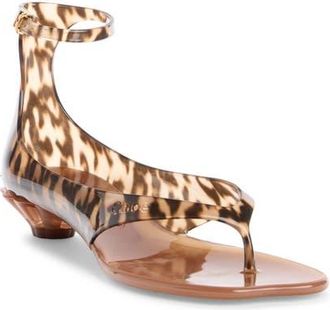 Chlo&eacute; Ankle Strap Jelly Sandal in Black Brown at Nordstrom, Size 10Us