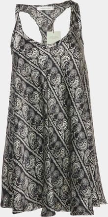 Balmain Black Paisley Print Satin Top