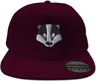 Bang Tidy Clothing Snapback Hats for Men Flat Peak Cap Badger British Wildlife Animal Face Baseball Cap Embroidered Summer Mens Hats - Burgundy