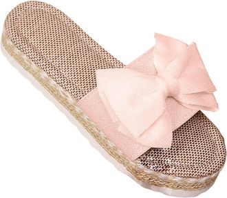 Generic Sandals Womens Summer Elegant Flat Summer Shoes with Bowknot Bohemian Beach Sandals Platform Mules Espadrilles Sandals Open Toe Slippers Lightweight C